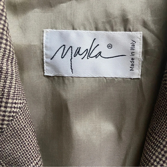 Vintage Maska Made in Italy Pure New Wool one button houndstooth blazer Sz 42 - Picture 9 of 14